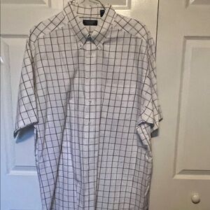 Roundtree & Yorke Men's White/Tan Checkered Shirt